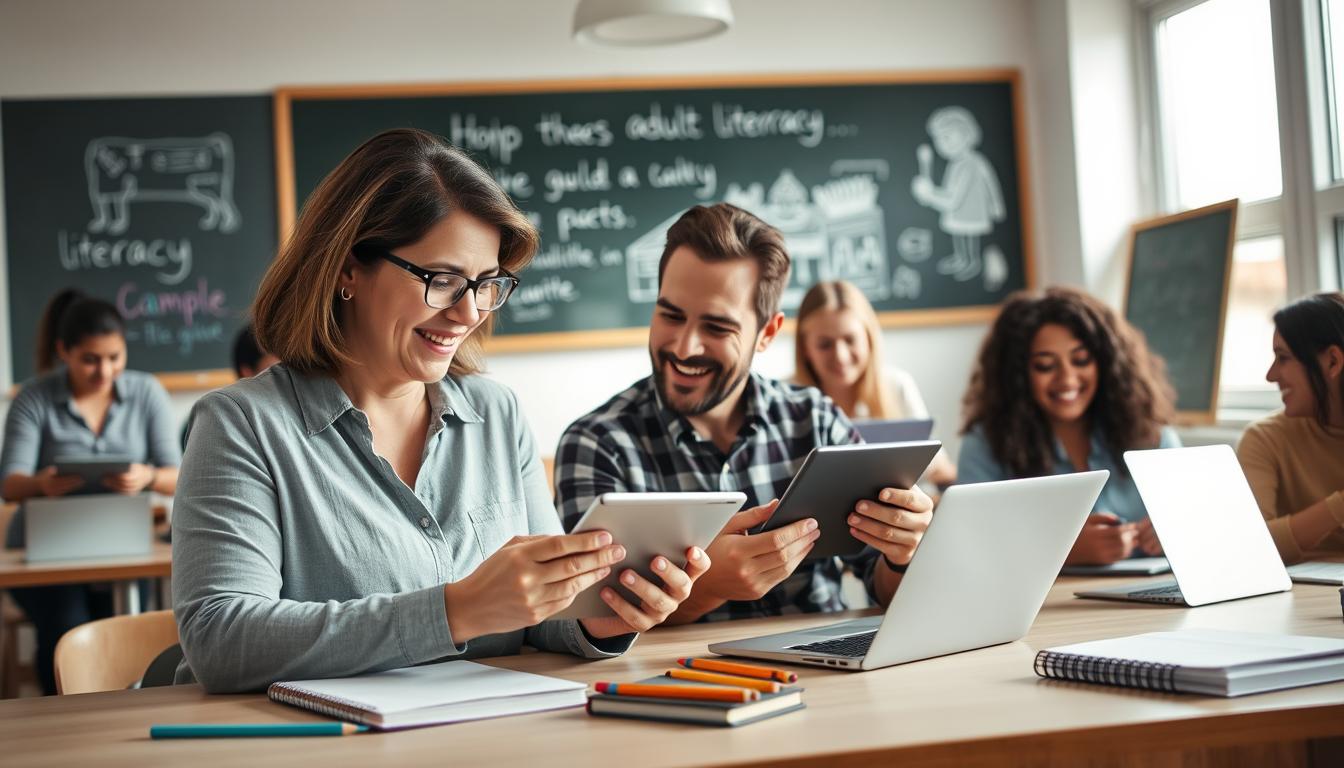 Aplicativos de leitura e escrita para alfabetização de adultos