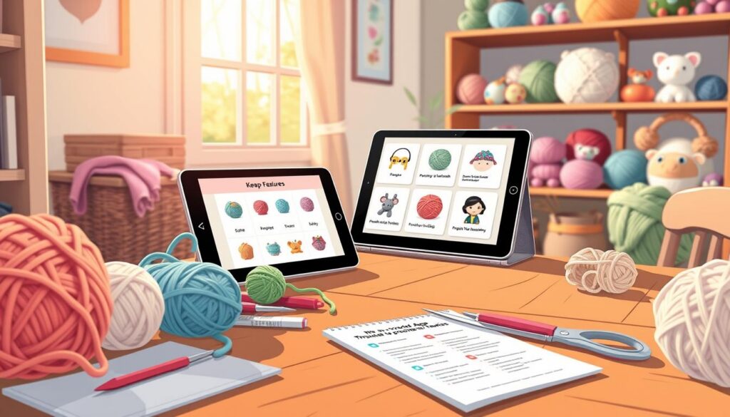 recursos de aplicativo de crochê