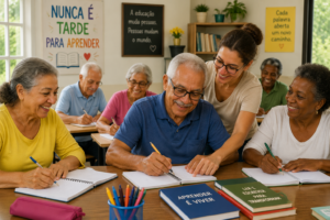 App para Adultos e Idosos Aprenderem a Ler e Escrever